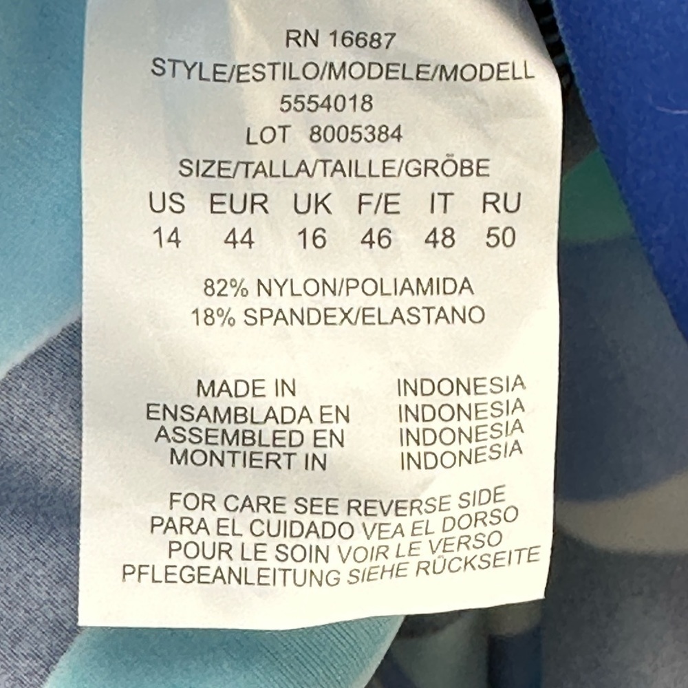 Swim Solutions Separates Floral Print Underwire Tankini Swim Top - Blue -size 14 - Picture 4 of 9